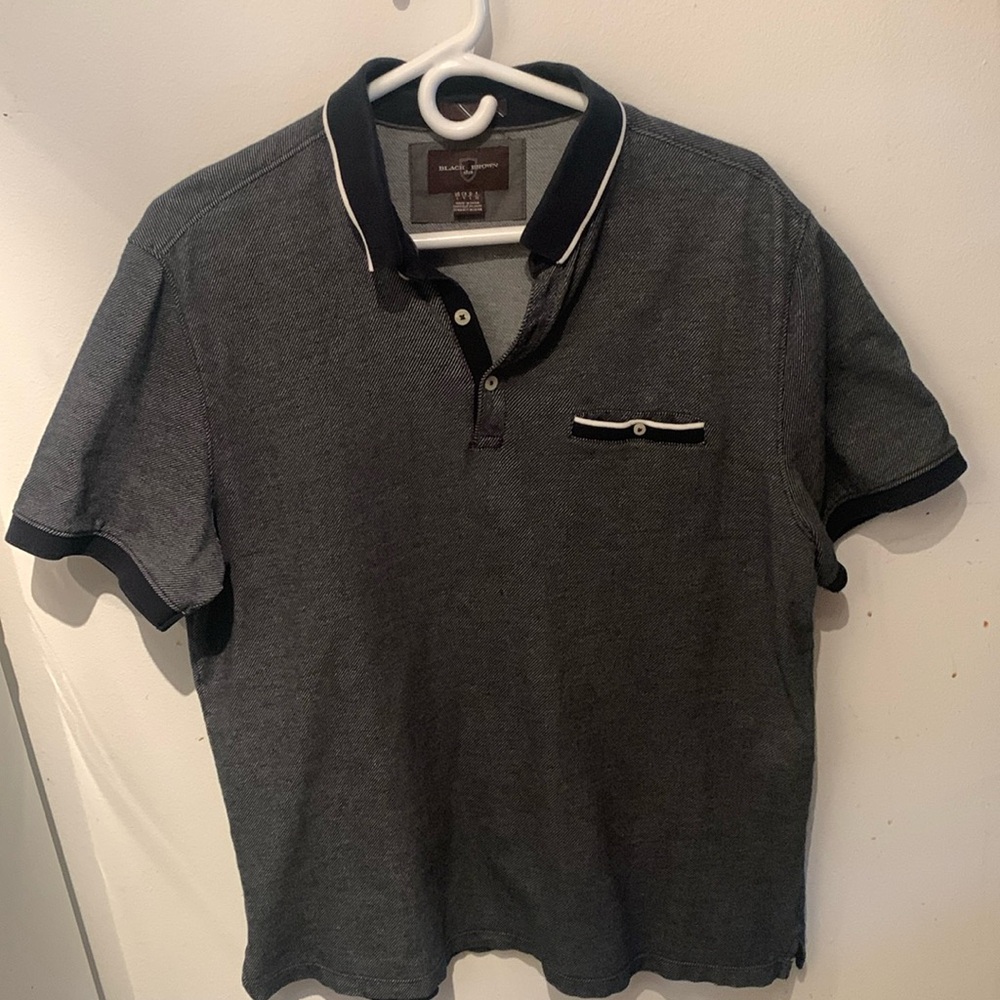 Incredible Black White and Grey Pure Cotton Polo w/front pocket black brown 1826